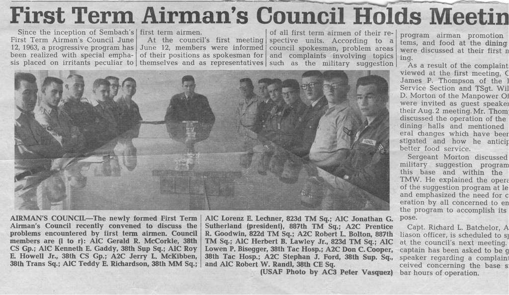 First Term Airman Council (Courtesy of Bob Bolton)